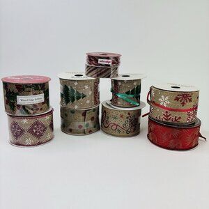 Variety Lot Of of 10 Mixed Christmas Ribbon Bow Wired Regular Different Patterns